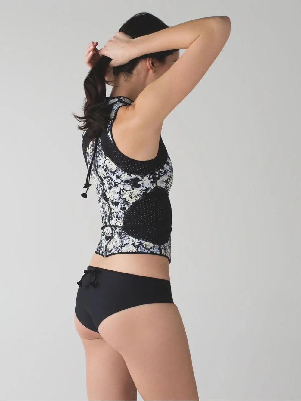 lululemon athletica Black Floral Lululemon Water: Salty Swim Sleeveless Rashie